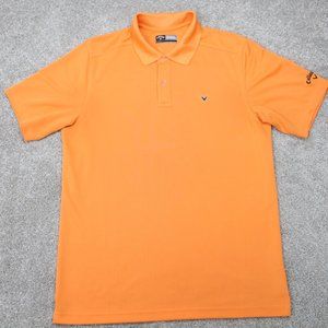 Callaway Polo Shirt Mens Medium Orange Opti-Dri Golf Polyester S/S Pullover